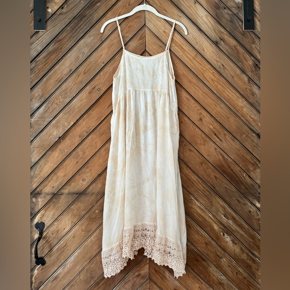 Free People Intimately XS white midi dress lace boho hand tie dyed - Picture 2 of 10